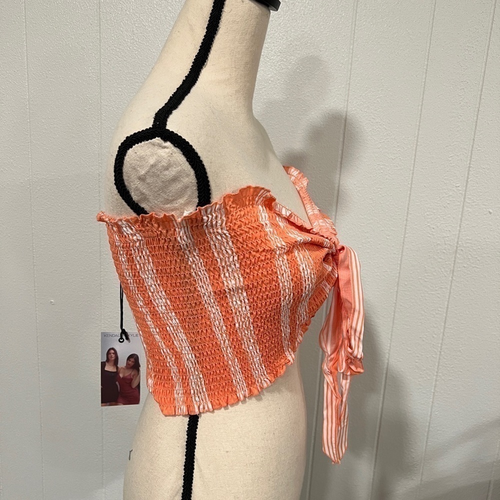 3/$25 Sale 🎈Kendel & Kylie smocking stripped tube tie front bandeau top - Picture 4 of 7